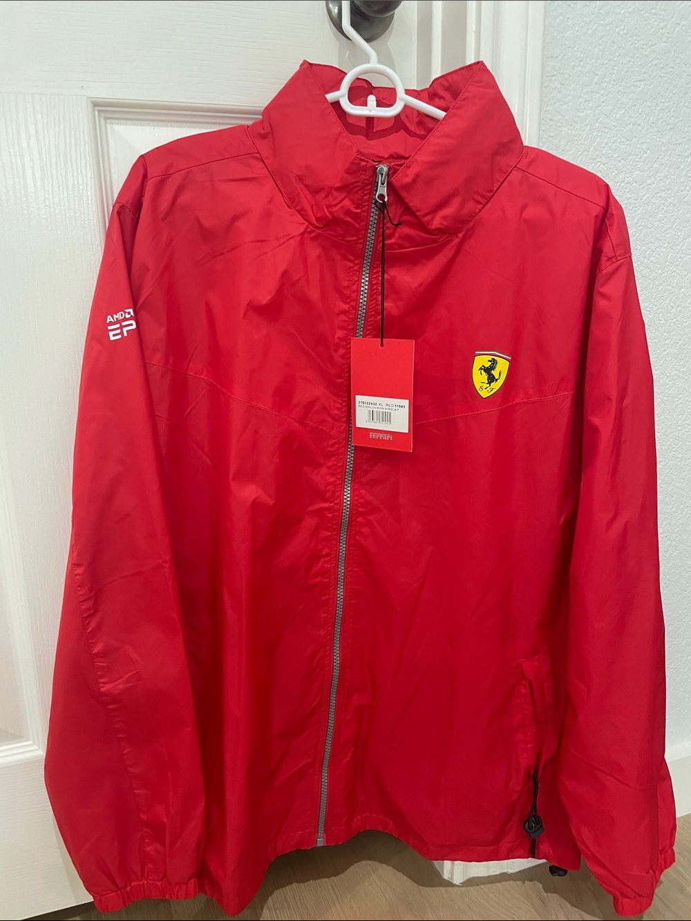 Ferrari Red Men's Raincoat Jacket with Shield Logo